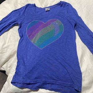 Cheeky 6 periwinkle blue heart studded detail 3/4 sleeves cotton modal euc soft